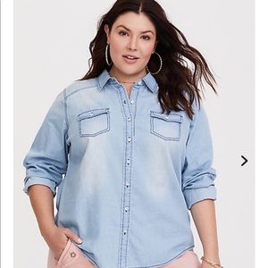 New Button up denim blouse